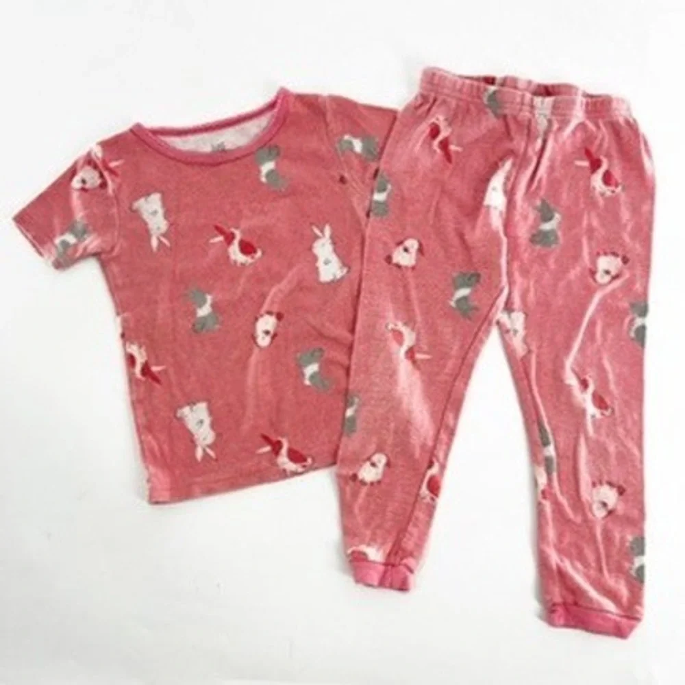 Just One You Carter's Pink Bunny Rabbit Pajama Set Kids‎ 2T Cotton